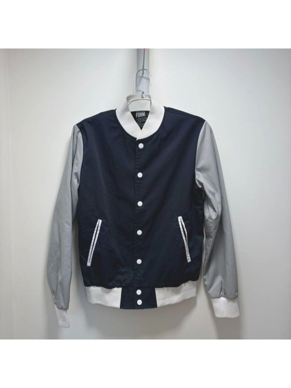 Reform Clothing Limited Edition Varsity Bomber Jacket – Navy / Grey / White – Sm